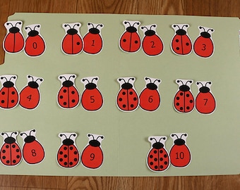 Counting Numbers - Ladybug Numbers - Printable File Folder Game PDF Download - Preschool Kindergarten Homeschool