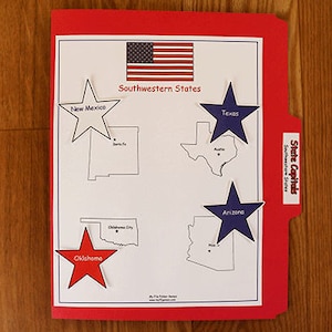 State Capitals - Southwestern States - Jeu de dossiers imprimables Téléchargement PDF - Homeschool 1st Grade Math Center Dyslexia