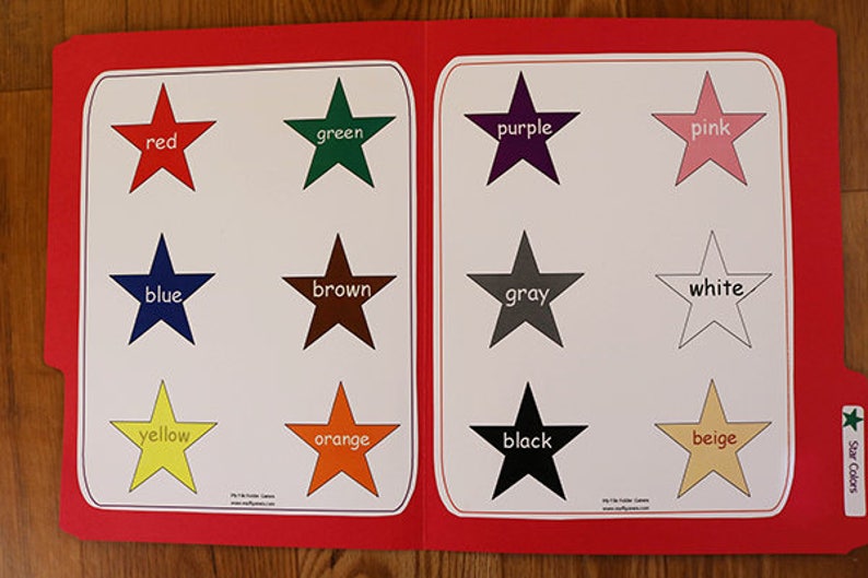 color matching star colors printable file folder game pdf etsy