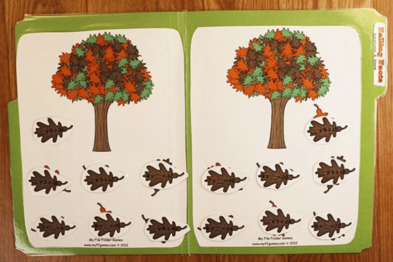 Multiplication Falling Facts Printable File Folder Game PDF Download 3rd 4th Grade Math Centers