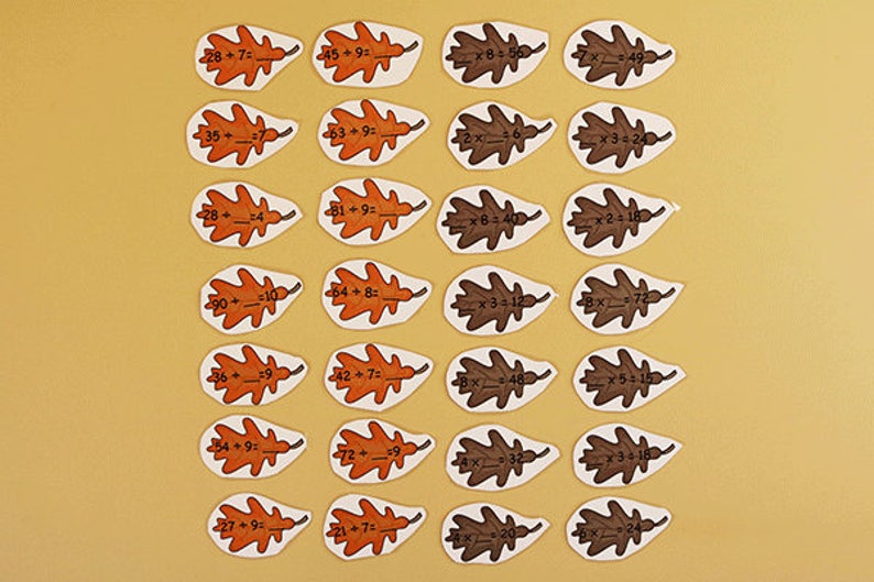 Multiplication Falling Facts Printable File Folder Game PDF Download 3rd 4th Grade Math Centers