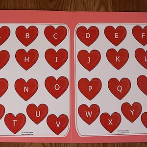 Upper/Lowercase Letters - Heart Letters - Printable File Folder Game PDF Download - Preschool Kindergarten Homeschool