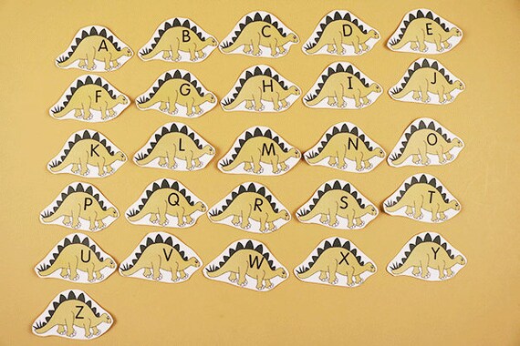 upper lowercase letters dinosaur letters printable file etsy