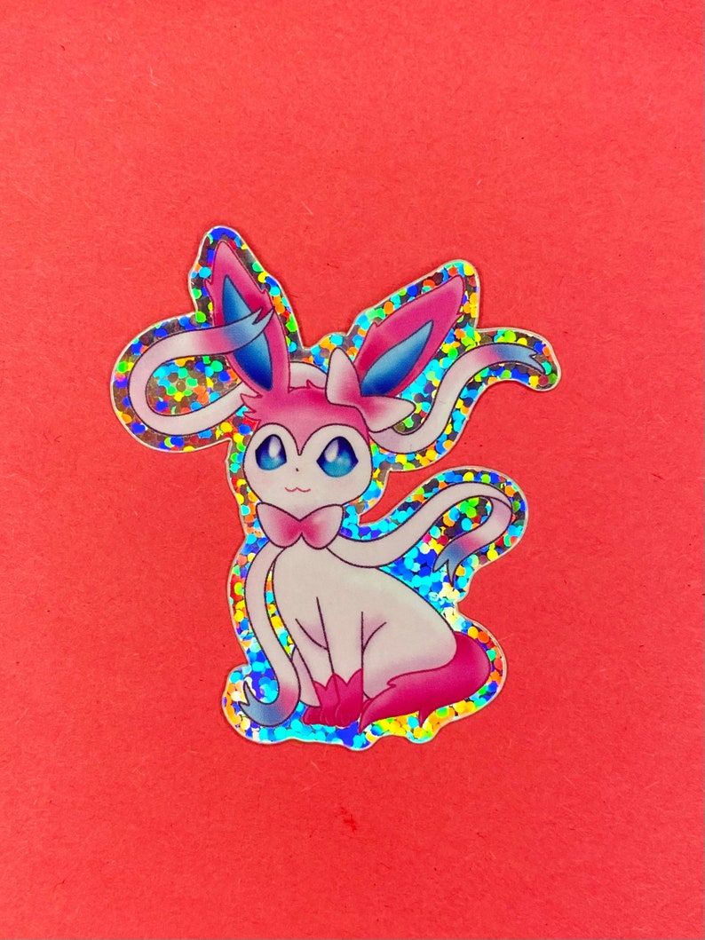 Sylveon Sticker glitter Holographic Material Etsy