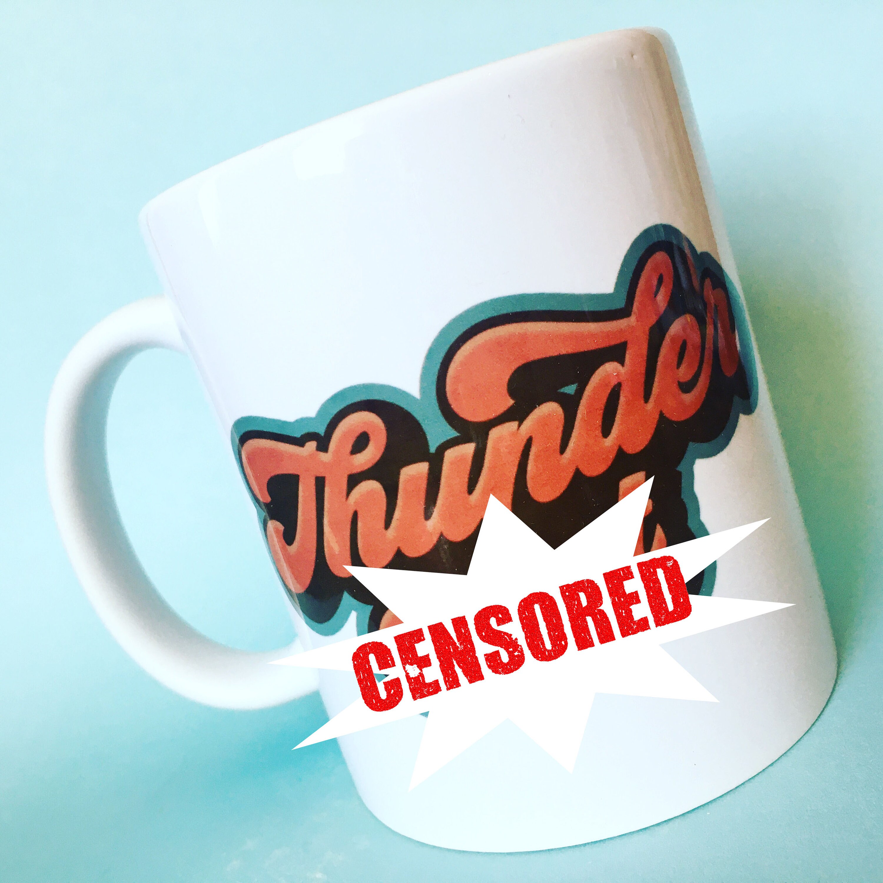 Mature offensive thunder mug. Retro font swirly mugs fifties Etsy