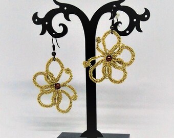 boucles d'oreille papillon or en frivolite//dentelle//frivolité//tatting//earring//bijou en frivolité//bijou pour femme//women gift