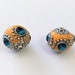 2 blue and orange Indonesian beads 20 mm hole 3 mm hole