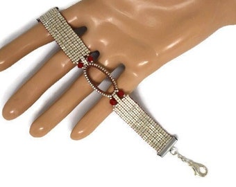 pulsera de plata tejida con perla miyuki//pulsera de mujer//fantasía//hecha a mano//Francia
