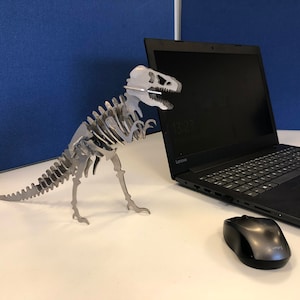 T-Rex Stainless Steel Dinosaur, desk sculpture, geek, Christmas gift, office, gift for him, dinosaur gift, boyfriend, extinctasaws