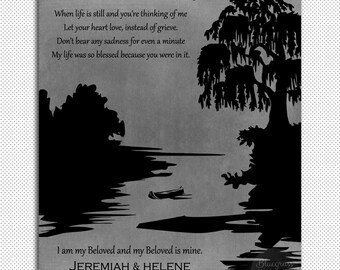 Sympathy Gift Personalized Condolence Widow Widower Loss of Husband Loss Wife Memorial Plaque Custom Metal Paper Canvas Art Print No.1014