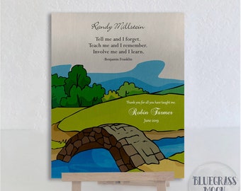 Personalized Gift For Teacher, Handmade Mentor Gift, Bridge, Landscape, Thank You Gift, Leader Gift, Boss Gift, Benjamin Franklin Quote 1822