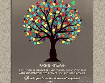 Gift for Mentor, Personalized Mentor Gift, Colorful Tree, Gift For Boss, Teacher Gift, Thank You Gift Custom Metal Paper Canvas Print 1029