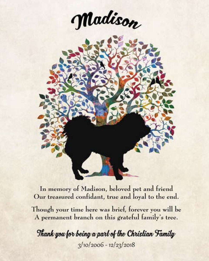 Tibetan Mastiff Dog Memorial Family Tree Plaque Etsy