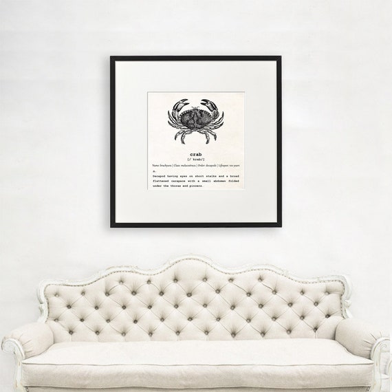 Crab Wall Art Dictionary Print Crab Definition Scientist Etsy