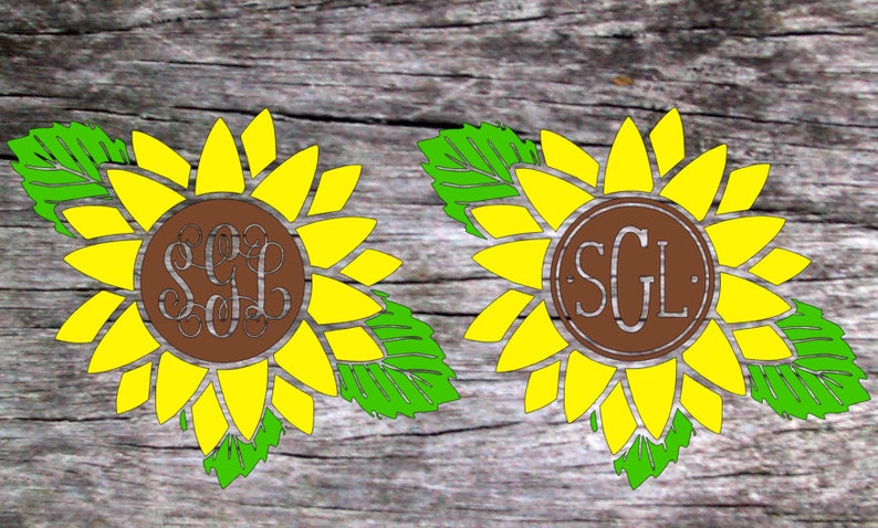 Download Sunflower monogram decal TWO MONOGRAM STYLE sunflower ...