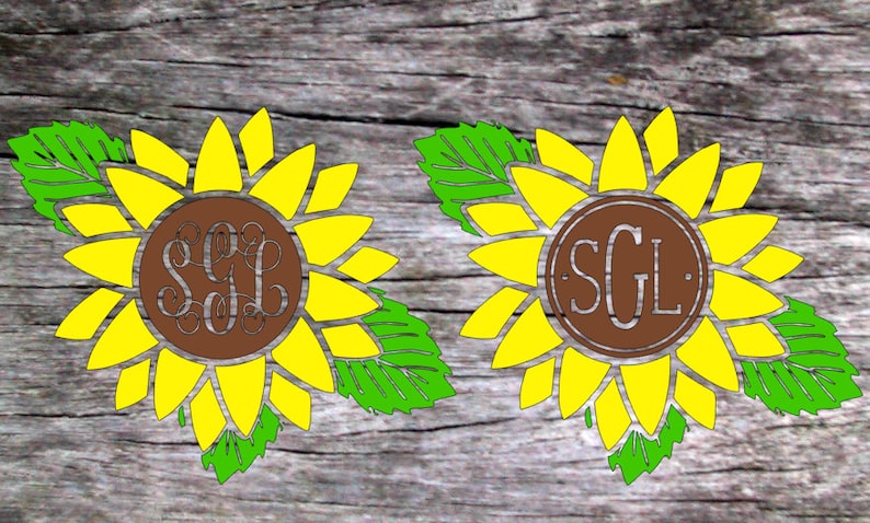 Download Sunflower monogram decal TWO MONOGRAM STYLE sunflower ...