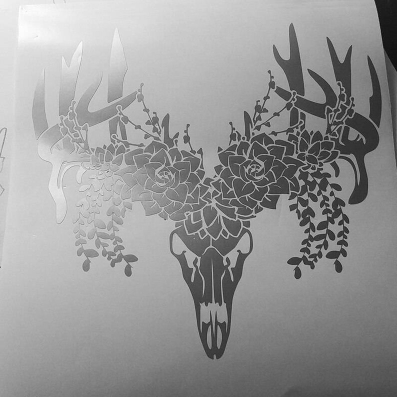 Boho deer skull with succluents vinyl decal FREE SHIPPING Etsy