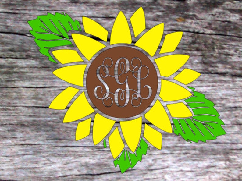 Download Sunflower monogram decal TWO MONOGRAM STYLE sunflower decal | Etsy