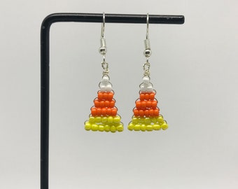 Candy Corn Beaded Earrings by The Elven Cat