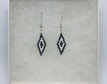 Black & White Diamond Beaded Earrings by The Elven Cat
