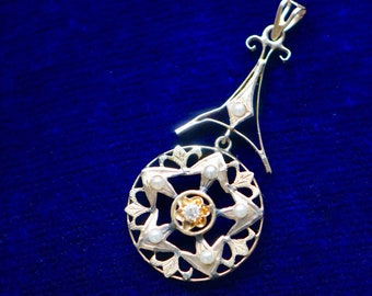 Victorian Diamond and Pearl Pendant