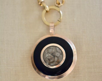 English Georgian Rose Gold Cobalt Enamel Hair Pendant