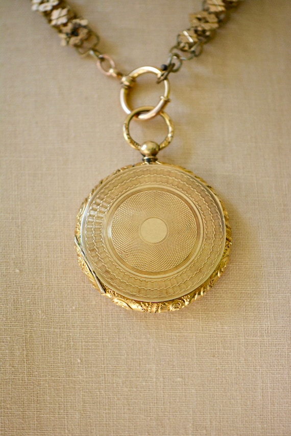 Mid-Victorian Gold Filled Large Round Locket with 