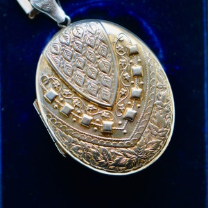 Victorian Silver Large Oval Locket and Chain with Leaf Motif, &quot;Bette&quot;