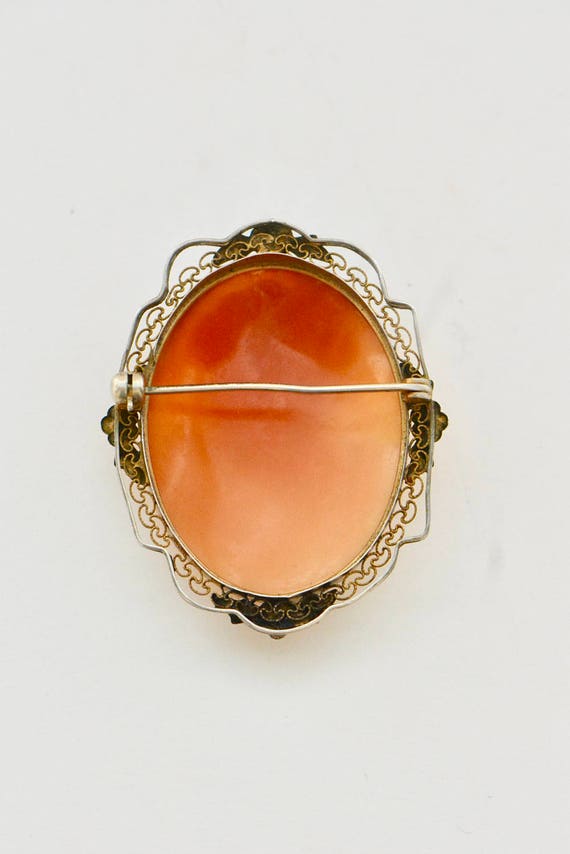 Vintage 1940s Sterling Oval Hand Carved Cameo Fil… - image 5