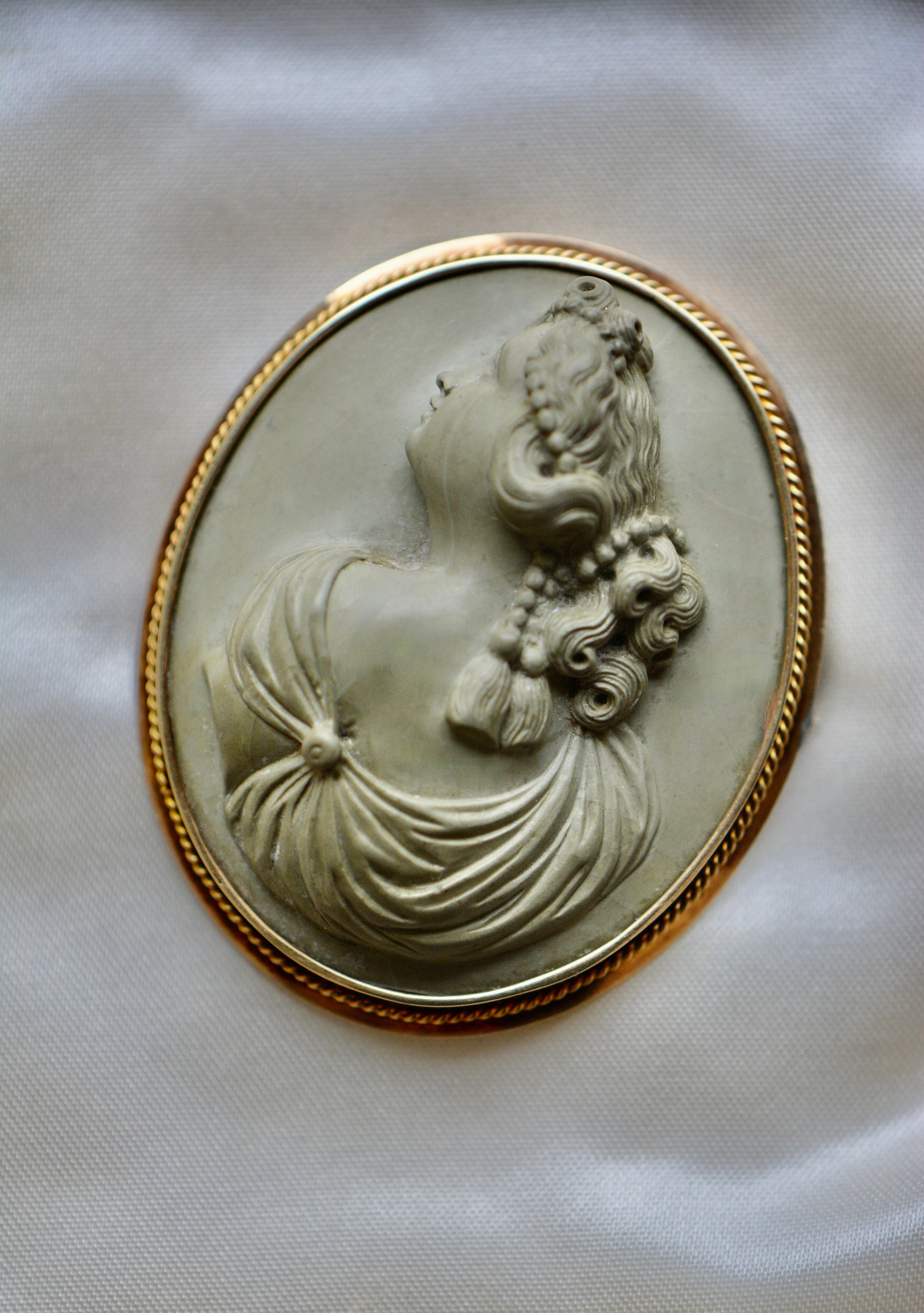 Victorian 14K Large Lava Cameo Brooch Pin Etsy Canada