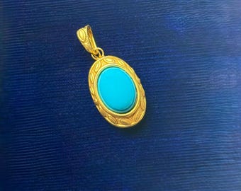 Vintage 14k and Turquoise Slide Pendant