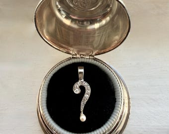 Victorian 14k Diamond and Pearl Question Mark Pendant