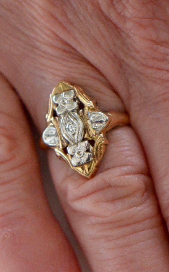 Edwardian 14k and Diamond Ring, Circa 1900 - image 1