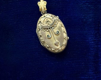 Victorian Gold Filled Oval Locket with Scroll Design