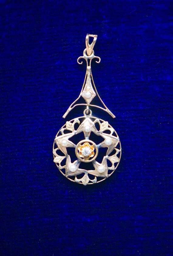 Victorian Diamond and Pearl Pendant - image 3