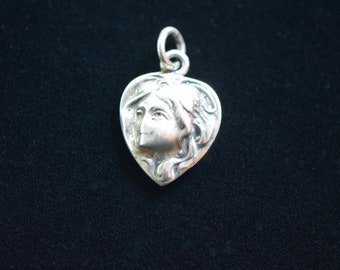 Art Nouveau Silver Lady Charm/Fob