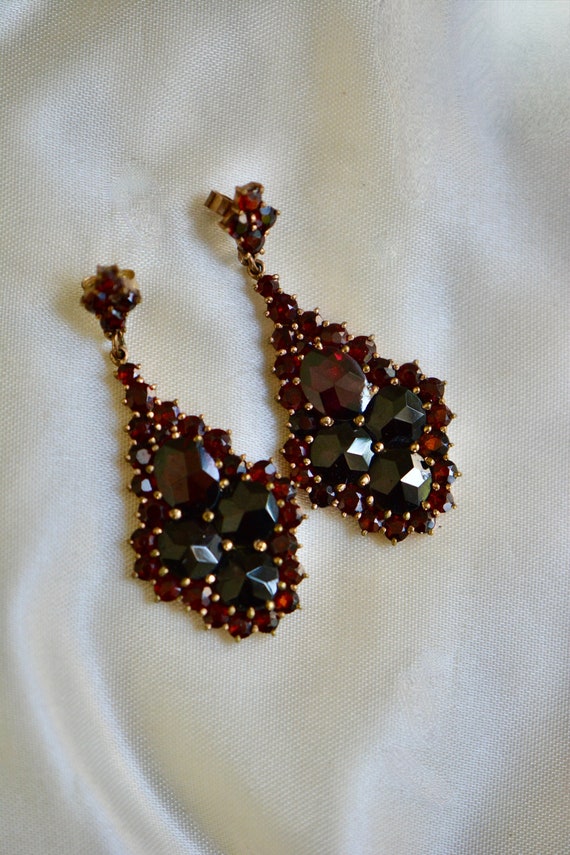 Antique Bohemian Garnet Dangle Earrings