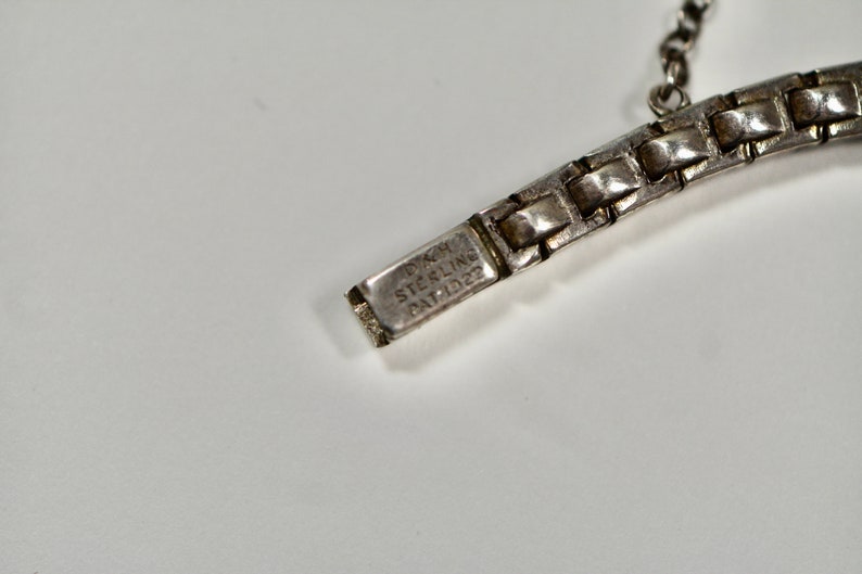 Art Deco Sterling Silver Blue Paste Line Bracelet
