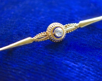 Edwardian 12K Gold Bar Brooch/Pin with Paste Stone