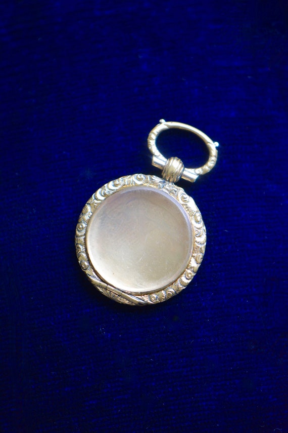 Victorian Gold Filled Glass Photo Locket Pendant … - image 1