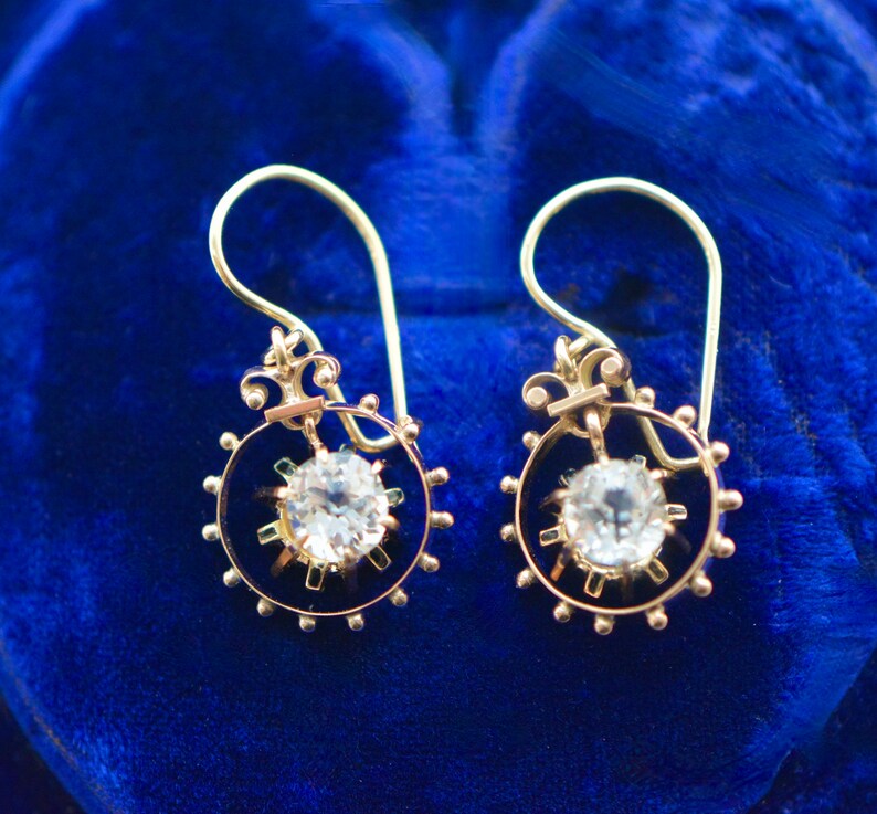 Victorian 14k Diamond Paste Drop Earrings Wedding Bridal Etsy