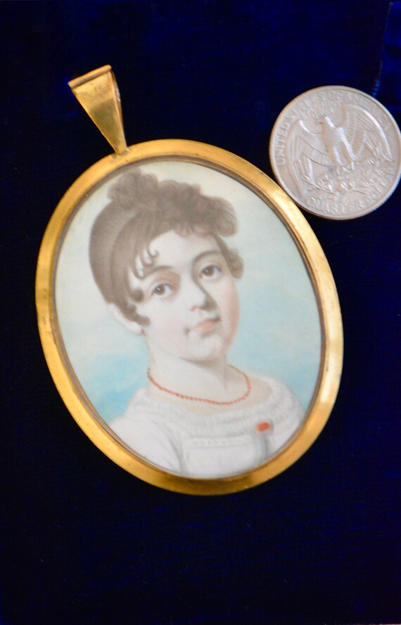 Georgian Hand Painted Lady Portrait Pendant - image 6