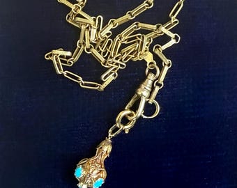 Victorian 14k Etruscan Revival Turquoise Pendant