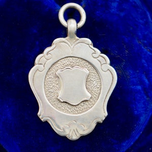 Art Deco Birmingham, England Sterling Silver Shield Watch Fob