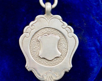 Art Deco Birmingham, England Sterling Silver Shield Watch Fob