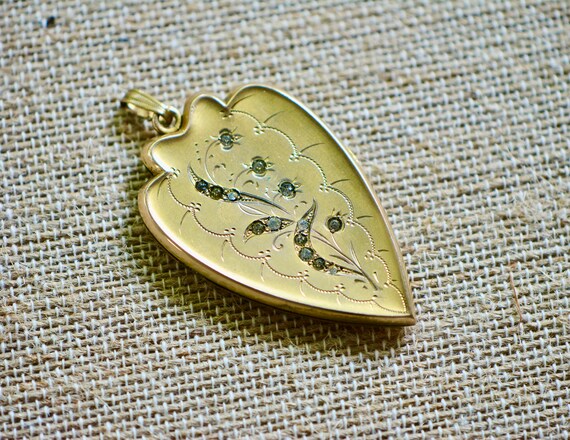 Victorian Large Heart Locket with Paste Stones