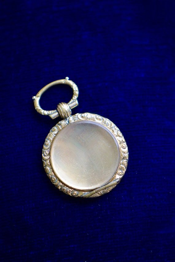 Victorian Gold Filled Glass Photo Locket Pendant … - image 2