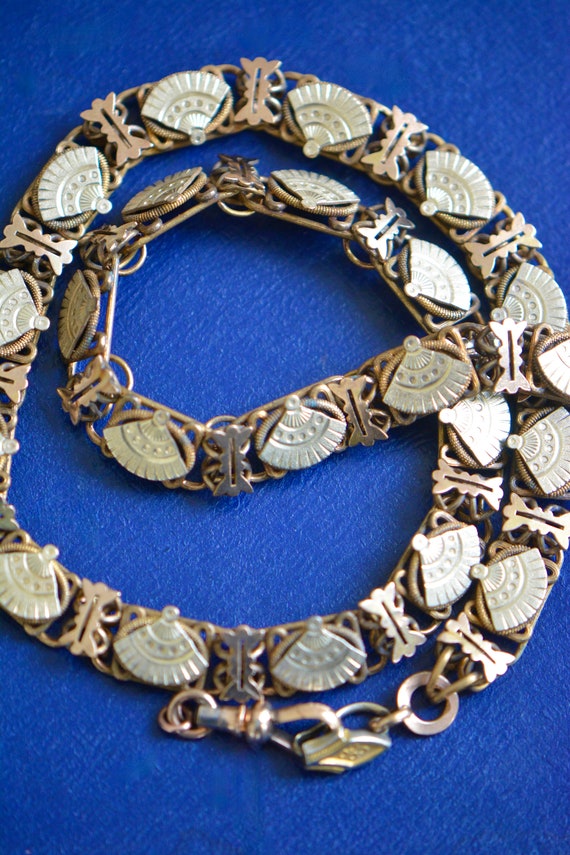 Victorian Gold Filled Fancy Fan Link Chain Neckla… - image 4