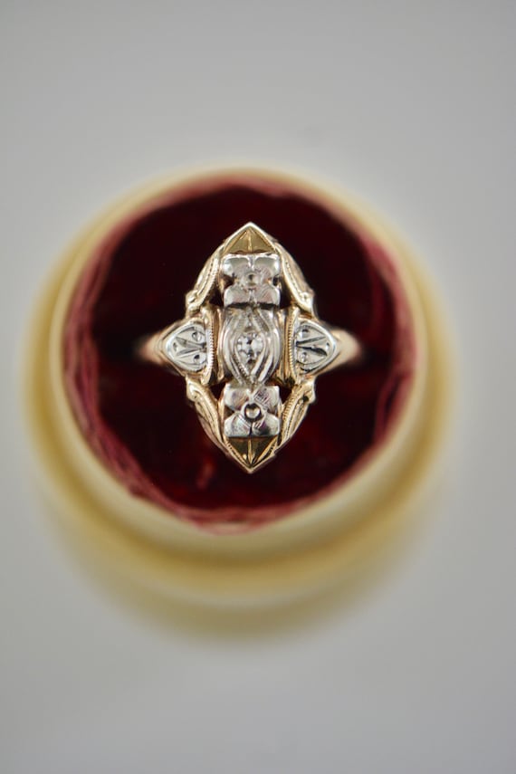 Edwardian 14k and Diamond Ring, Circa 1900 - image 3