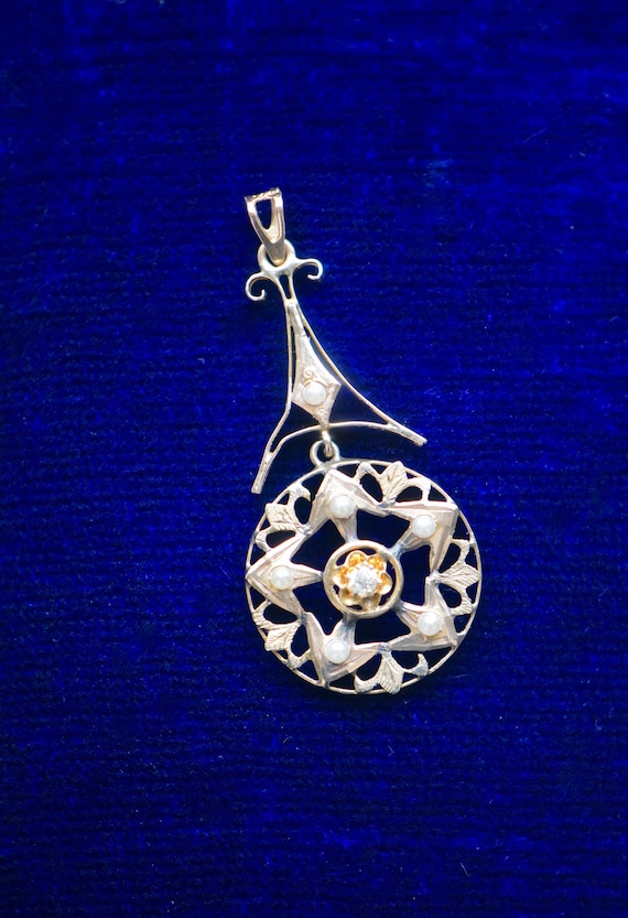 Victorian Diamond and Pearl Pendant - image 2